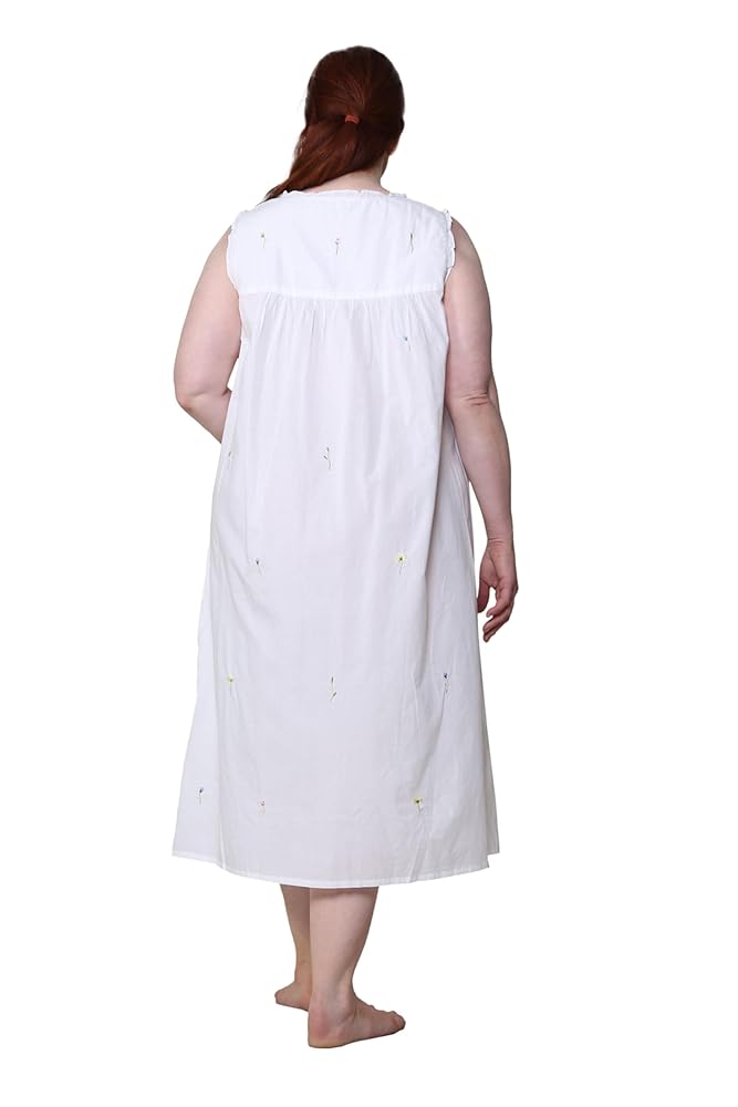 LA CERA Women's Plus Size 100% Cotton White Nightgown